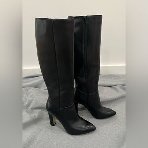 NWOB new never worn saks fifth ave kortnee knee high zip black leather boots 6